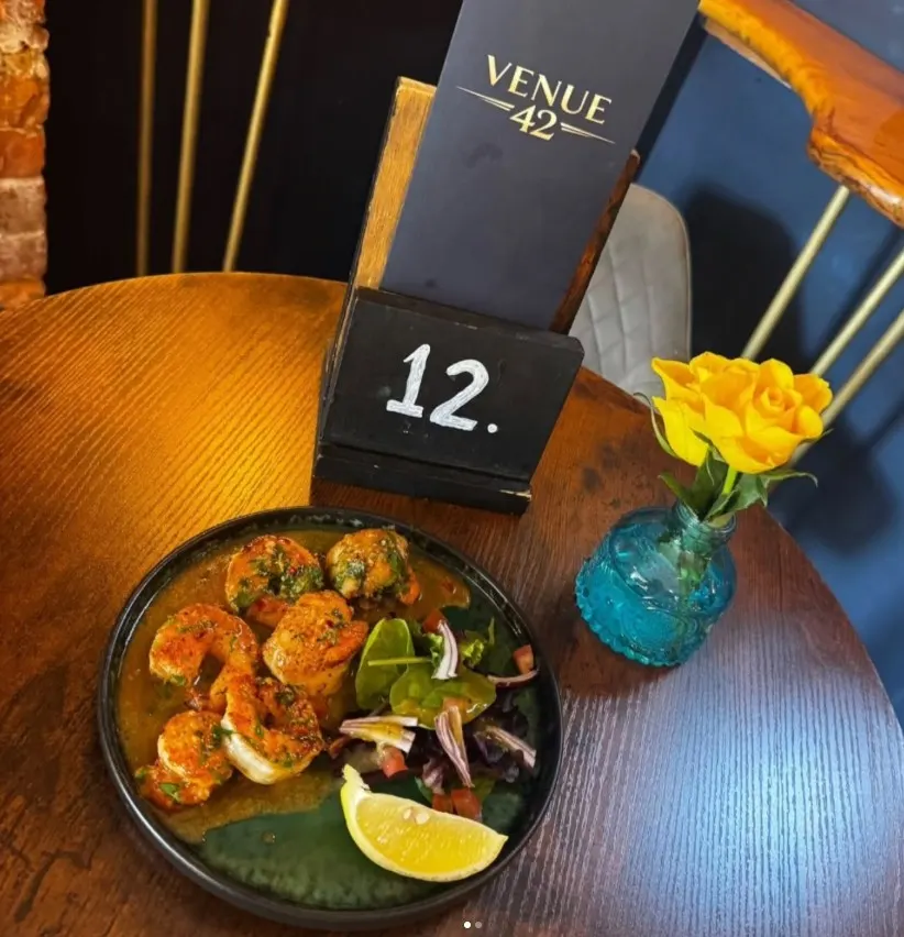 Prawns on table