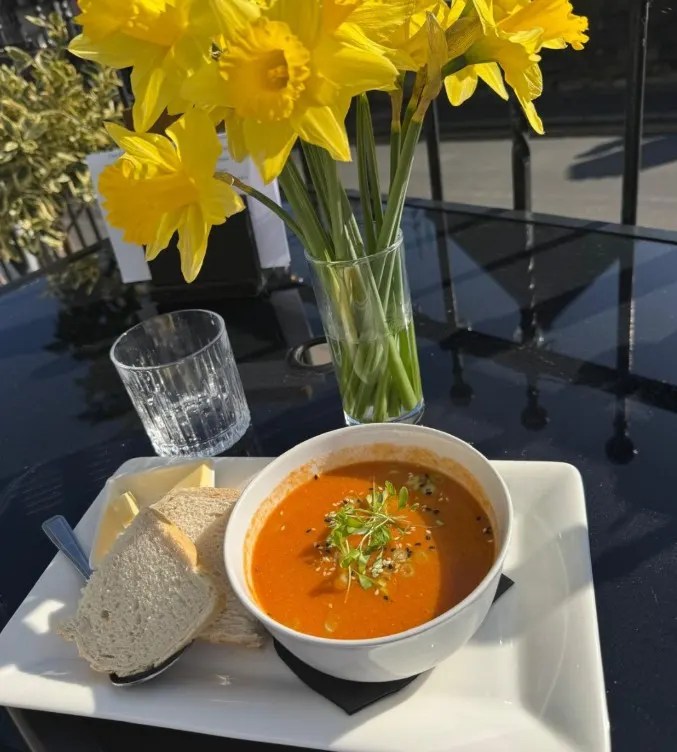 Soup and flowers